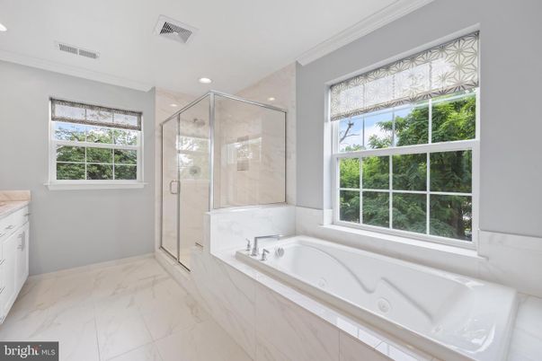 Bathroom, Glass Shower, Interior, Marble, Recessed Lighting