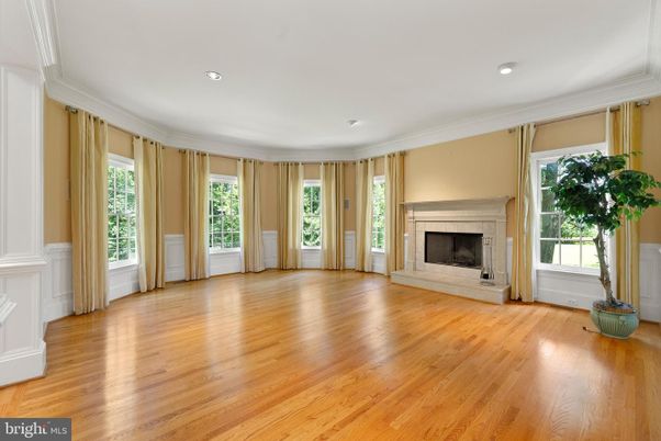 Empty room, Fireplace, Interior, Recessed Lighting, Wood Texture Flooring