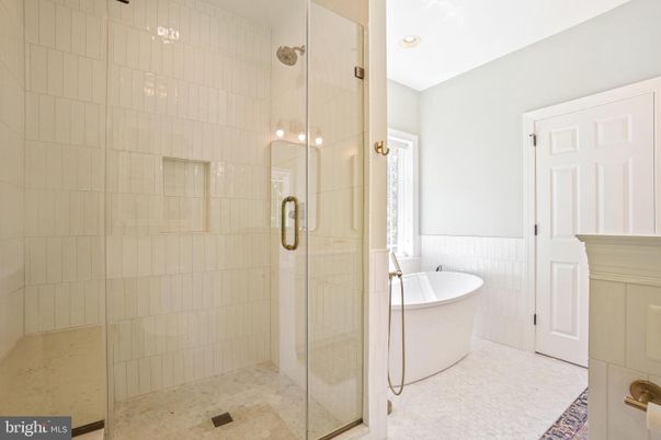 Bathroom, Free Standing Baths, Glass Shower, Interior, Recessed Lighting