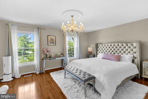 Bedroom, Chandelier, Interior, Wood Texture Flooring