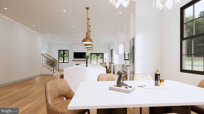 Home Office, Interior, Pendant Lights, Recessed Lighting, Wood Texture Flooring