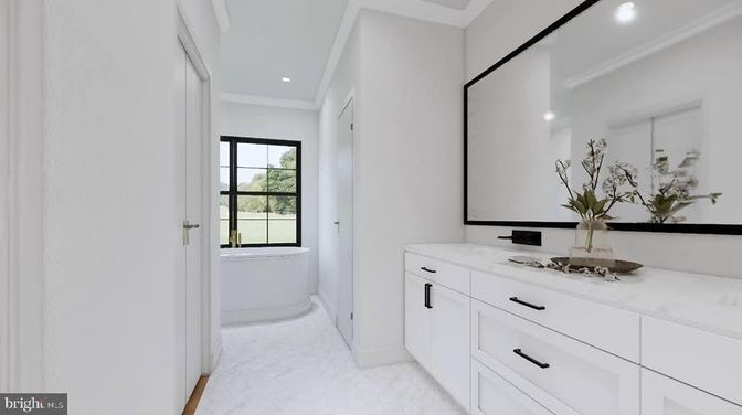 Bathroom, Interior, Marble, Recessed Lighting
