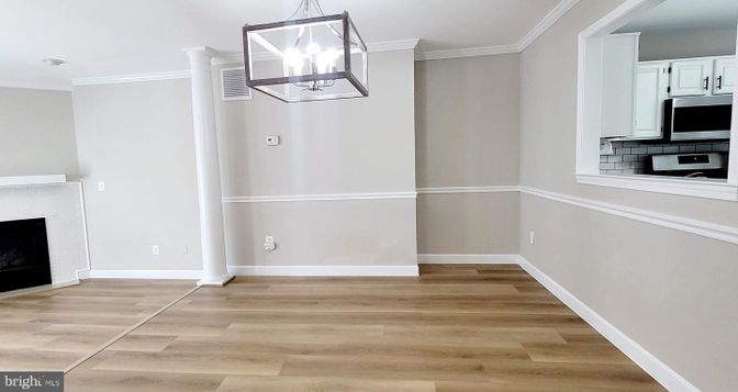 Fireplace, Interior, Pendant Lights, Wood Texture Flooring