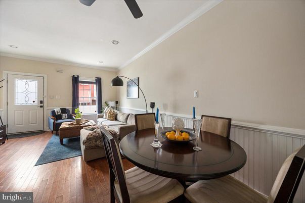 Dining room, Interior, Living room, Recessed Lighting, Wood Texture Flooring