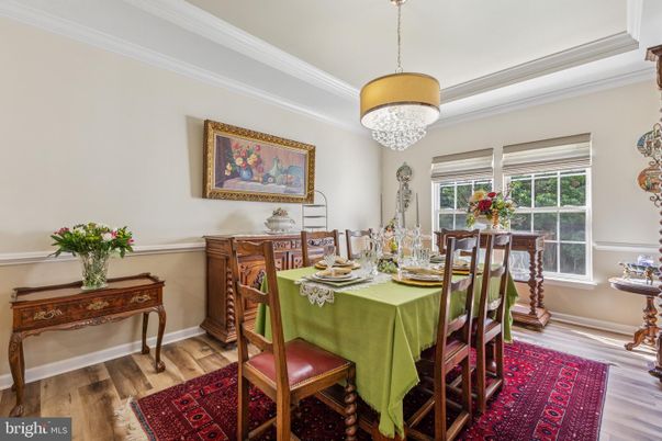 Chandelier, Dining room, Interior, Wood Texture Flooring