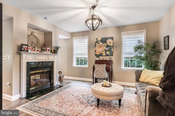 Fireplace, Interior, Pendant Lights, Wood Texture Flooring