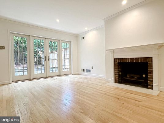 Empty room, Fireplace, Interior, Recessed Lighting, Wood Texture Flooring