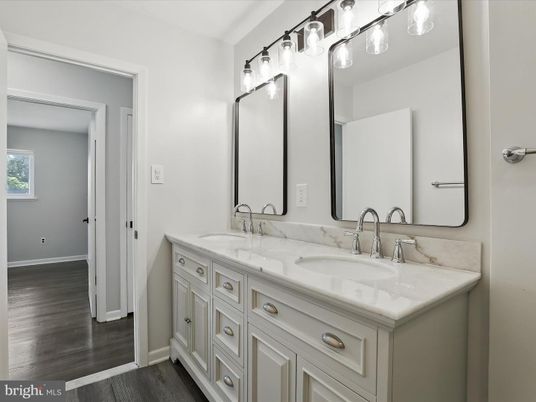 Bathroom, Dual Sink Vanities, Interior, Wood Texture Flooring