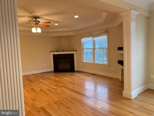 Empty room, Fireplace, Interior, Recessed Lighting, Wood Texture Flooring