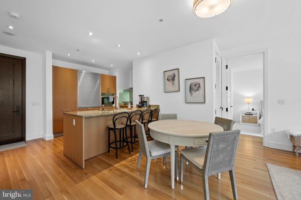 Dining room, Interior, Kitchen, Recessed Lighting, Wood Texture Flooring