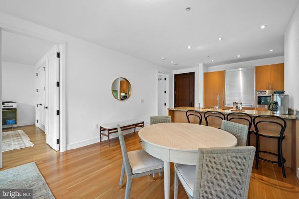 Dining room, Interior, Kitchen, Recessed Lighting, Wood Texture Flooring