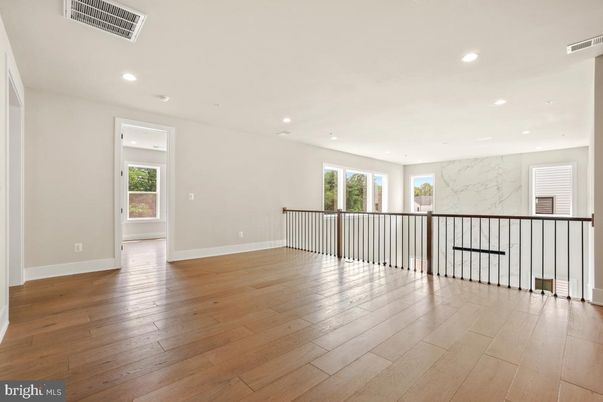 Interior, Marble Walls, Recessed Lighting, Wood Texture Flooring