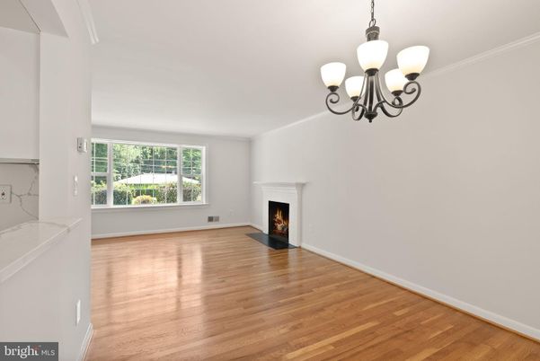 Chandelier, Empty room, Fireplace, Interior, Wood Texture Flooring