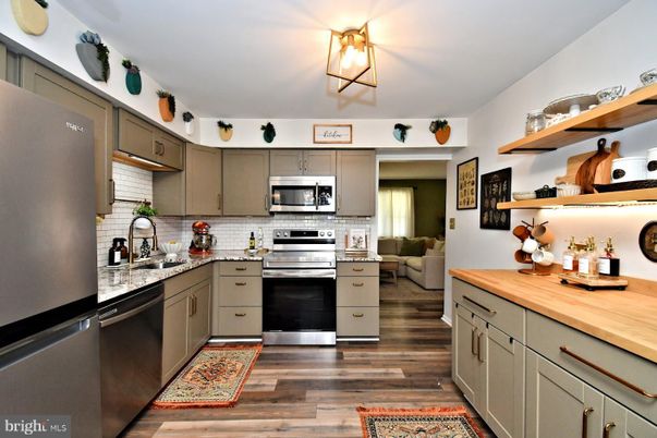 Interior, Kitchen, Stainless Steel Appliances, Wood Texture Flooring