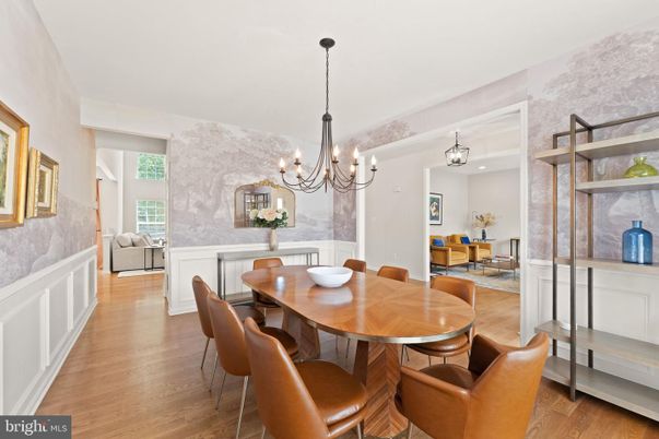 Dining room, Interior, Pendant Lights, Recessed Lighting, Wood Texture Flooring