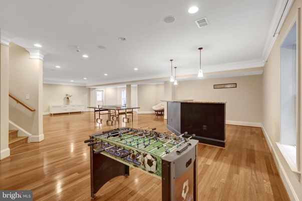 Game Room, Interior, Pendant Lights, Recessed Lighting, Wood Texture Flooring