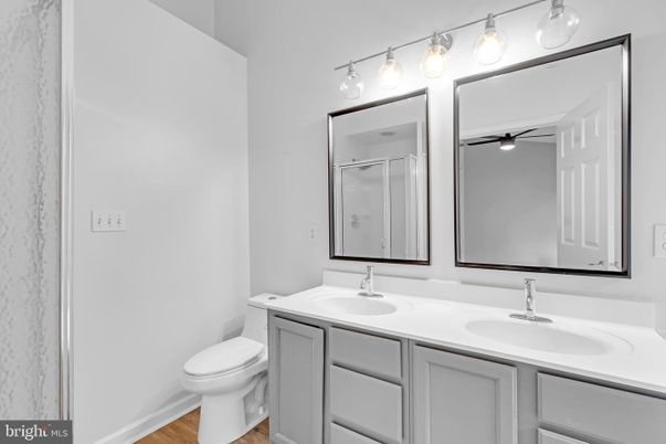 Bathroom, Dual Sink Vanities, Interior, Wood Texture Flooring