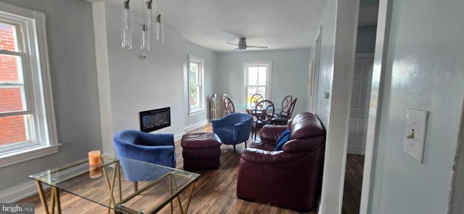 Dining room, Fireplace, Interior, Living room, Wood Texture Flooring