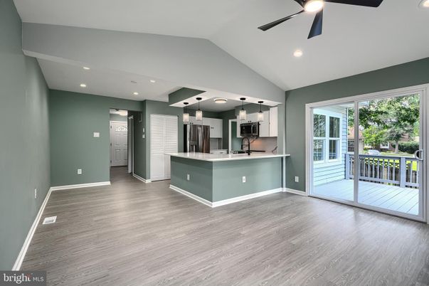 Interior, Kitchen, Pendant Lights, Recessed Lighting, Wood Texture Flooring