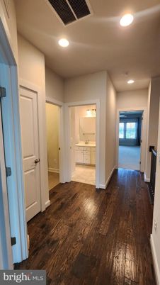 Bathroom, Empty room, Interior, Recessed Lighting, Wood Texture Flooring