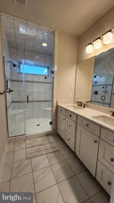Bathroom, Dual Sink Vanities, Glass Shower, Interior, Marble