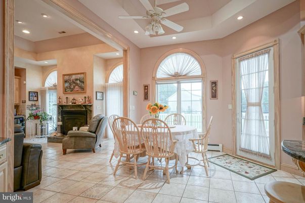 Dining room, Fireplace, Interior, Recessed Lighting