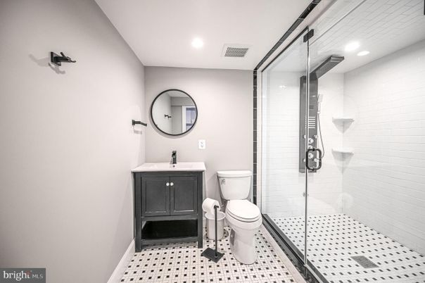Bathroom, Glass Shower, Interior, Recessed Lighting