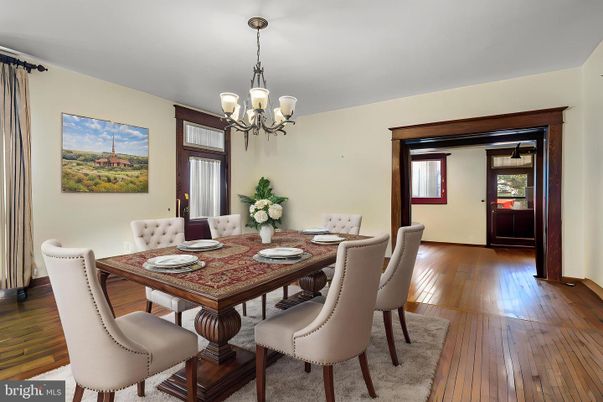 Chandelier, Dining room, Interior, Wood Texture Flooring