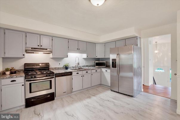 Interior, Kitchen, Marble, Pendant Lights, Stainless Steel Appliances