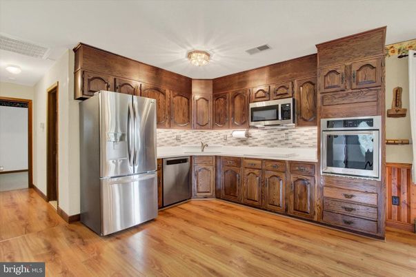 Interior, Kitchen, Stainless Steel Appliances, Wood Texture Flooring
