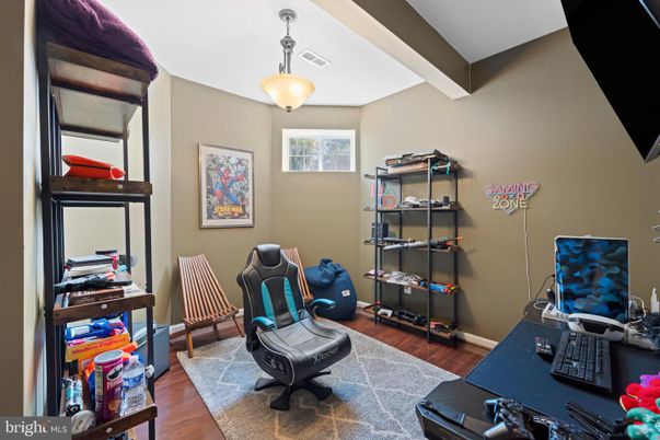 Home Office, Interior, Pendant Lights, Wood Texture Flooring