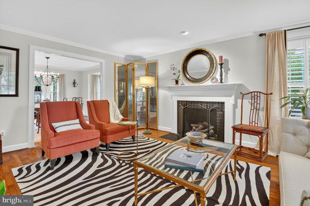 Chandelier, Fireplace, Interior, Living room, Recessed Lighting, Wood Texture Flooring