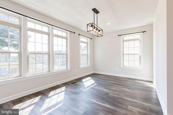 Empty room, Interior, Pendant Lights, Recessed Lighting, Wood Texture Flooring