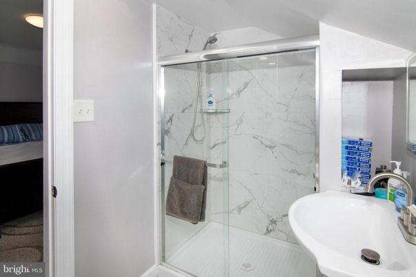 Bathroom, Glass Shower, Interior, Marble Walls