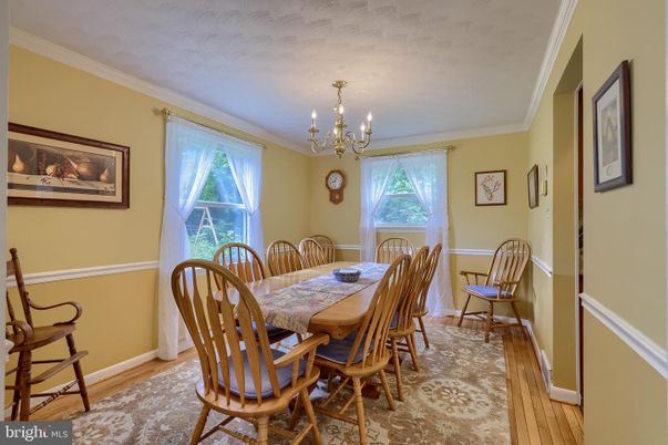 Chandelier, Dining room, Interior, Wood Texture Flooring