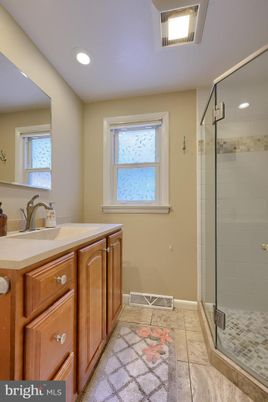Bathroom, Glass Shower, Interior, Recessed Lighting