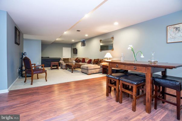 Dining room, Interior, Living room, Recessed Lighting, Wood Texture Flooring