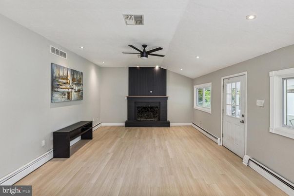 Fireplace, Interior, Recessed Lighting, Wood Texture Flooring
