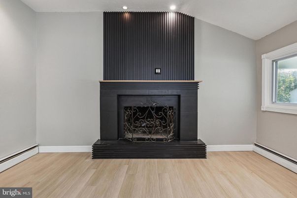 Fireplace, Interior, Recessed Lighting, Wood Texture Flooring