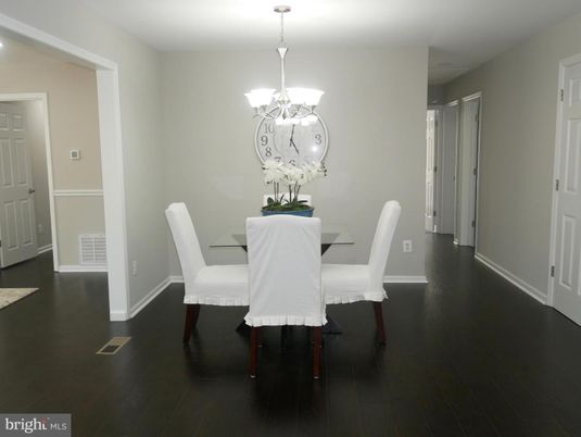 Chandelier, Dining room, Interior, Wood Texture Flooring