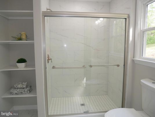 Bathroom, Glass Shower, Interior, Marble Walls