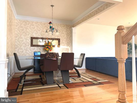 Dining room, Interior, Pendant Lights, Recessed Lighting, Wood Texture Flooring
