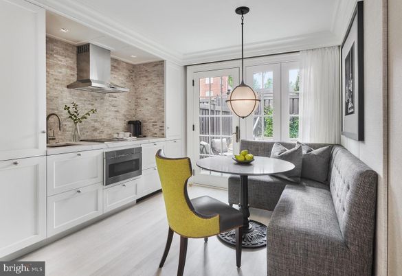 Dining room, Interior, Kitchen, Pendant Lights, Recessed Lighting, Stone Walls, Wood Texture Flooring