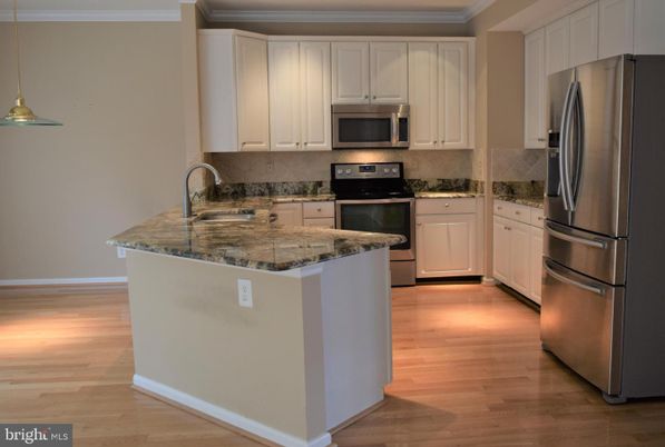 Interior, Kitchen, Pendant Lights, Stainless Steel Appliances, Wood Texture Flooring