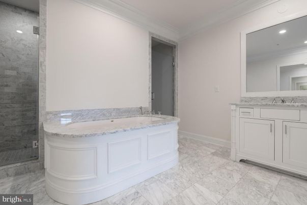 Bathroom, Glass Shower, Interior, Marble, Recessed Lighting