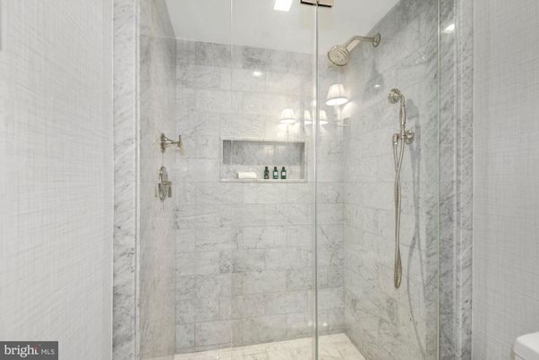 Bathroom, Glass Shower, Interior, Marble Walls