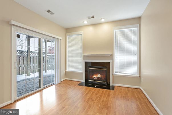 Empty room, Fireplace, Interior, Recessed Lighting, Wood Texture Flooring