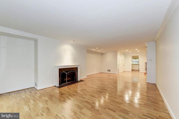 Empty room, Fireplace, Interior, Recessed Lighting, Wood Texture Flooring