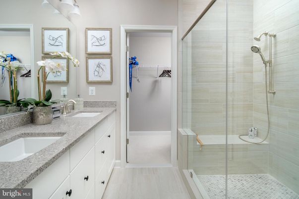 Bathroom, Dual Sink Vanities, Glass Shower, Interior