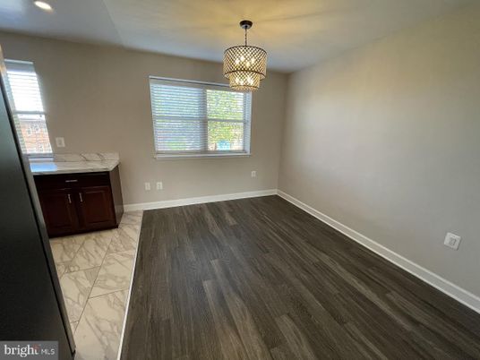 Empty room, Interior, Marble, Pendant Lights, Recessed Lighting, Wood Texture Flooring